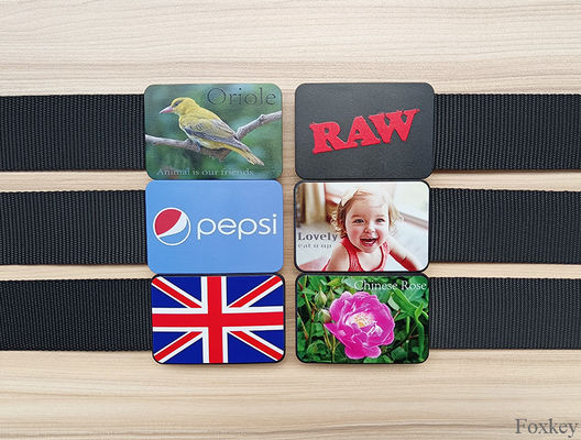 Plastic Adjustable Belt Buckle 5x7.5cm With Full Color Photo Print Customized